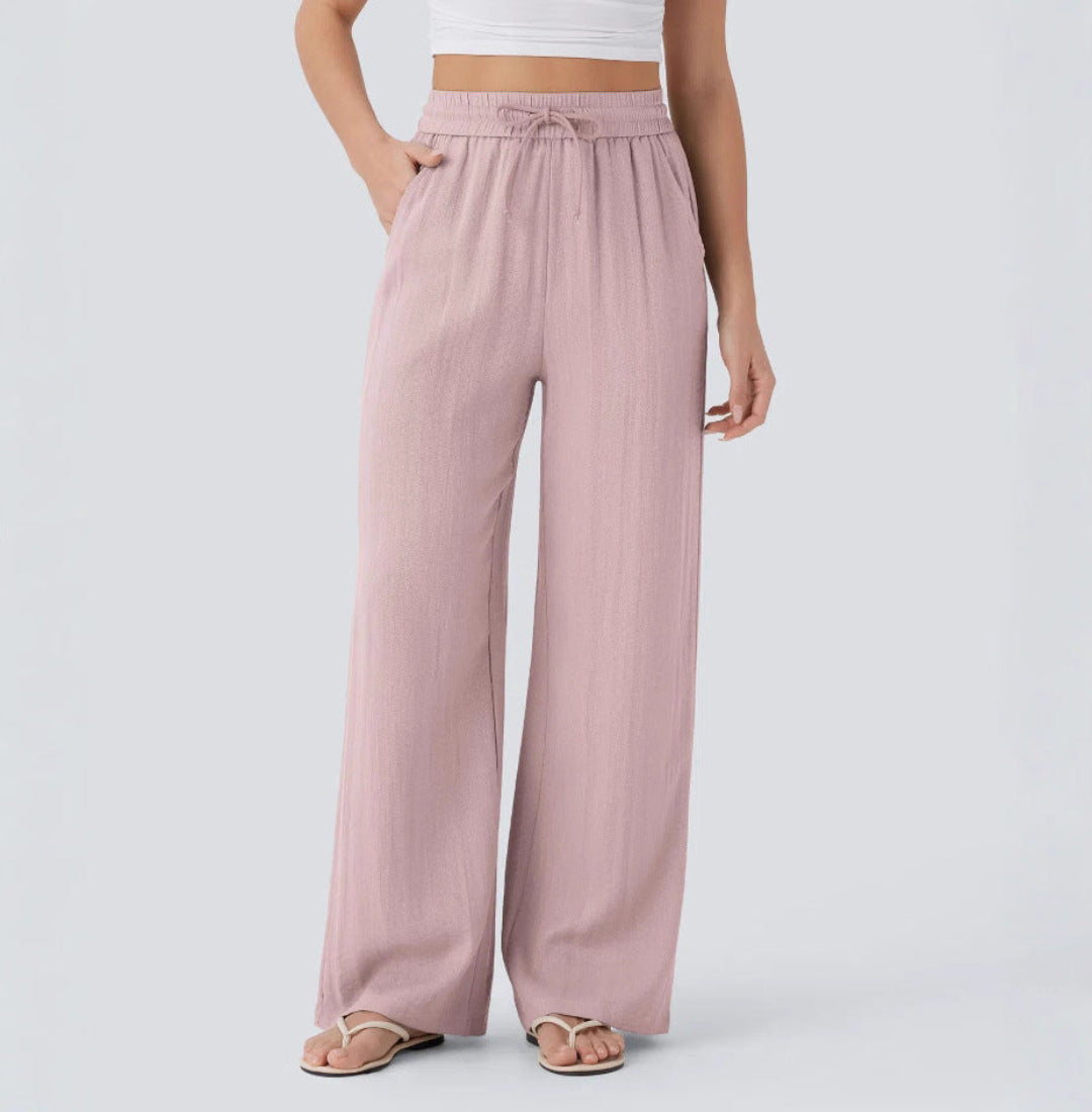 Pantalons larges et fluides à taille haute pour femme