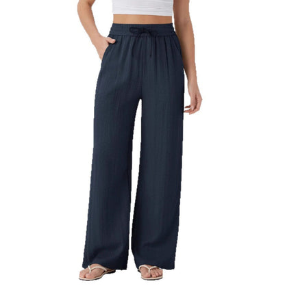 Pantalons larges et fluides à taille haute pour femme
