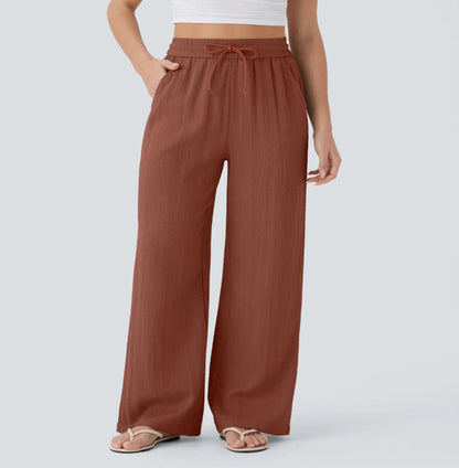 Pantalons larges et fluides à taille haute pour femme