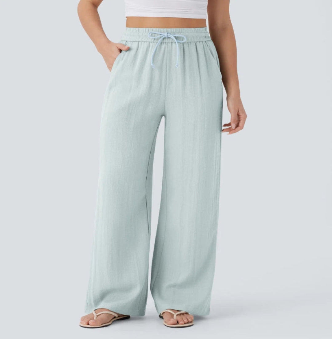 Pantalons larges et fluides à taille haute pour femme