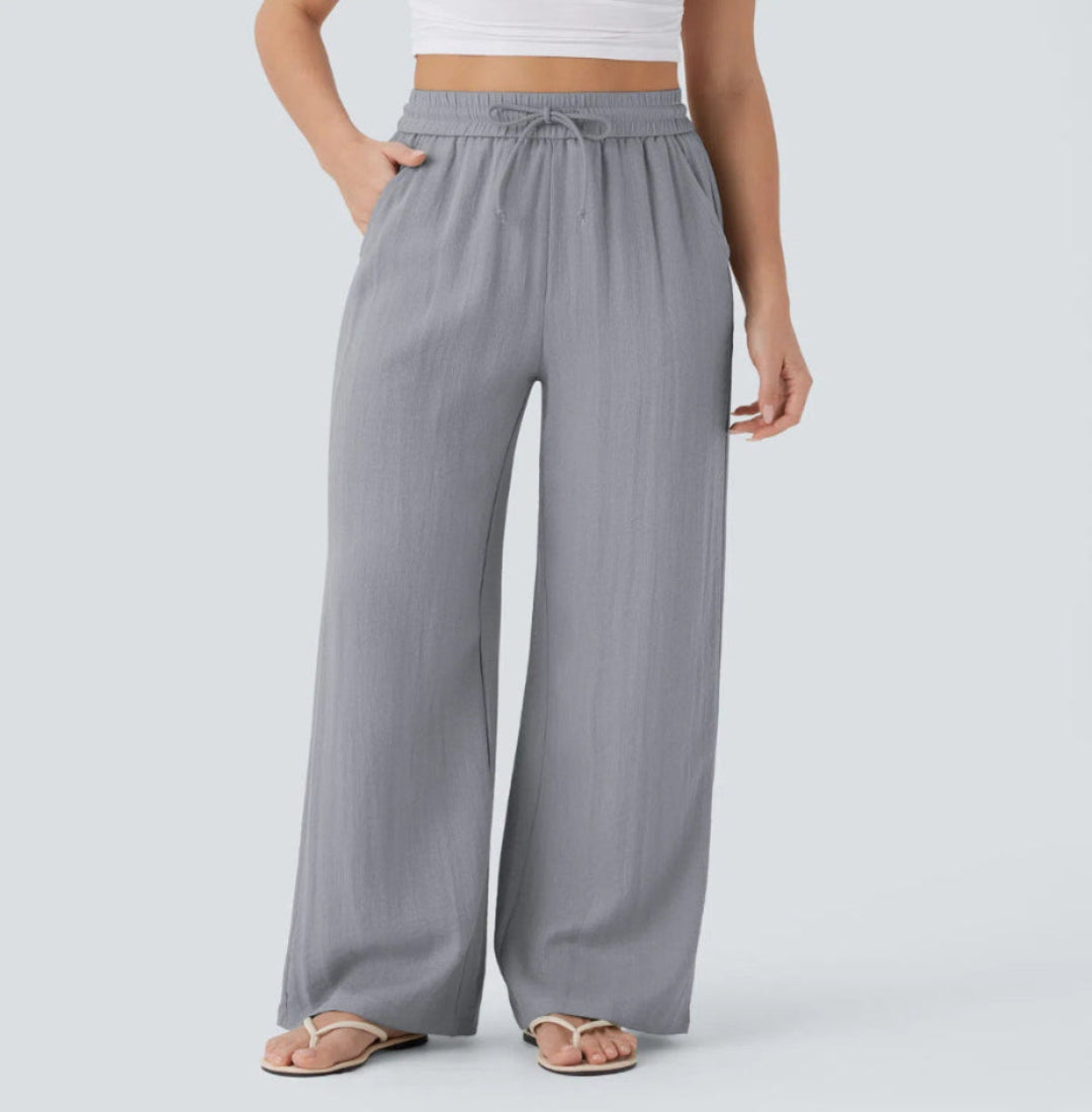 Pantalons larges et fluides à taille haute pour femme