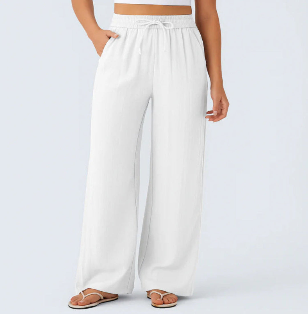 Pantalons larges et fluides à taille haute pour femme