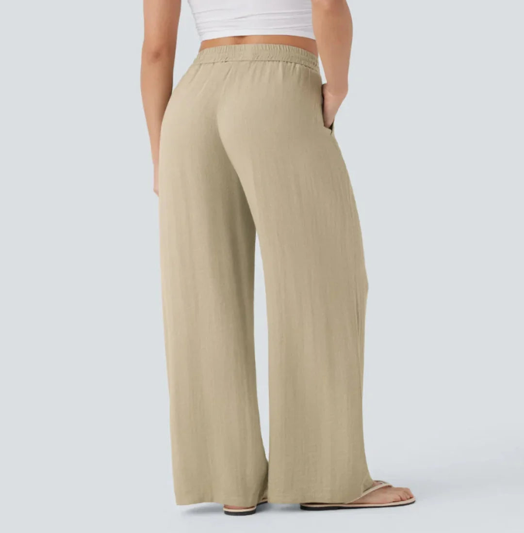 Pantalons larges et fluides à taille haute pour femme
