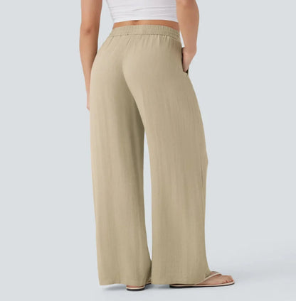 Pantalons larges et fluides à taille haute pour femme