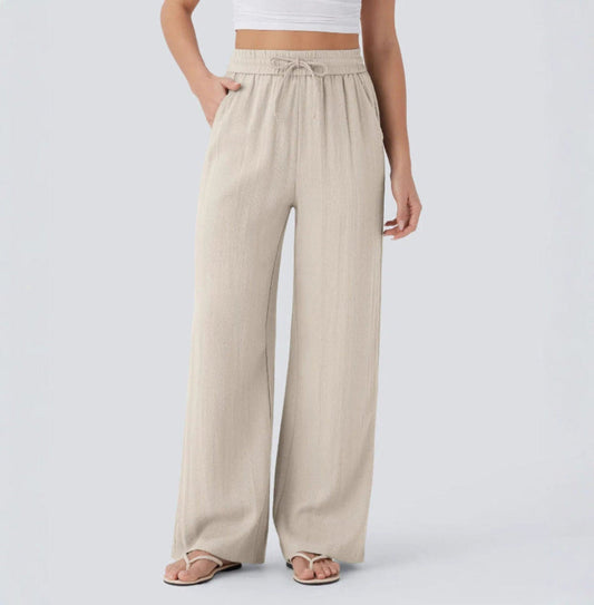 Pantalons larges et fluides à taille haute pour femme