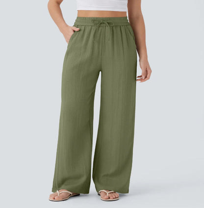 Pantalons larges et fluides à taille haute pour femme