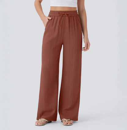 Pantalons larges et fluides à taille haute pour femme