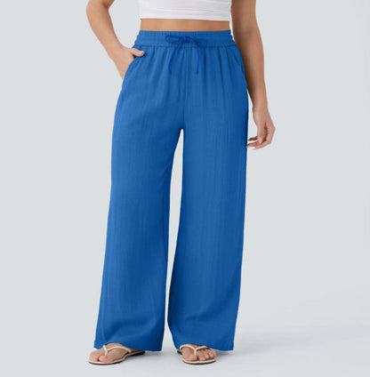 Pantalons larges et fluides à taille haute pour femme