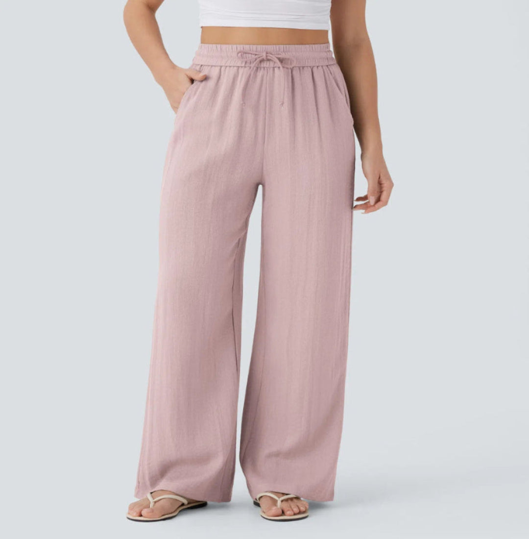 Pantalons larges et fluides à taille haute pour femme